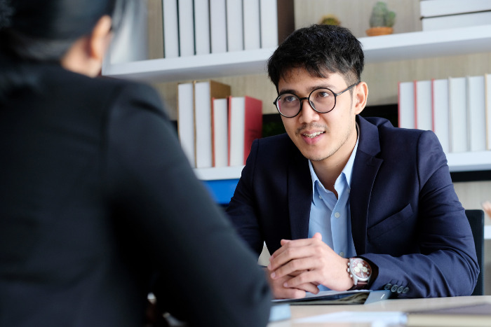 Young businessman in job interview